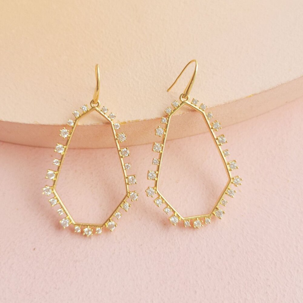 Alicia Bonnie - Paige Clear Crystal Gold Earrings - NEW